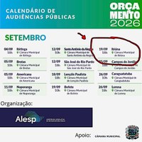 Câmara de Ibiúna vai receber Audiência Pública sobre orçamento estadual