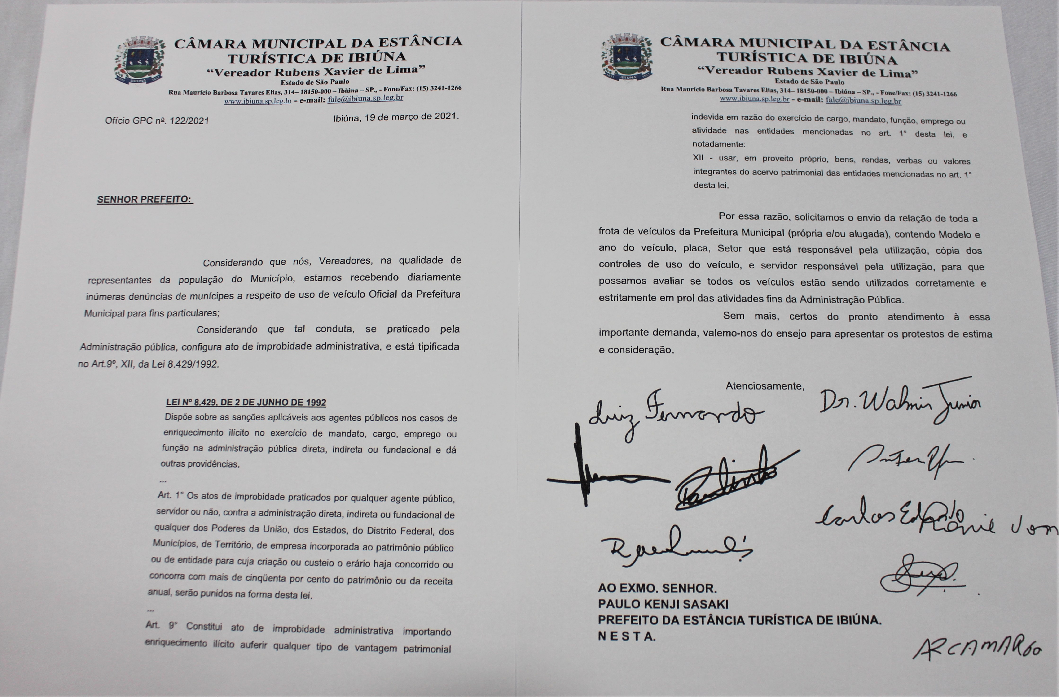 Câmara pede explicação à Prefeitura sobre utilização dos veículos oficiais 