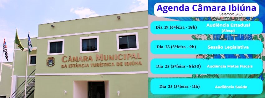 Confira o calendário de Audiências Públicas que serão realizadas em setembro, na Câmara Municipal de Ibiúna 