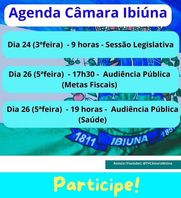 Semana tem Sessão Legislativa e Audiências Públicas